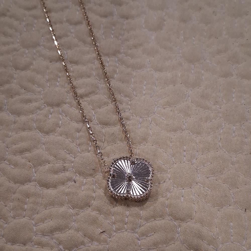 Goldtone Sterling Silver Clover Necklace
